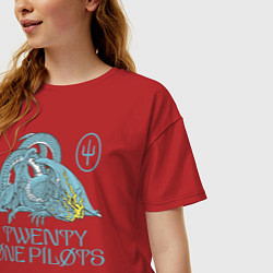 Футболка оверсайз женская Twenty one pilots SaI Дракон, цвет: красный — фото 2