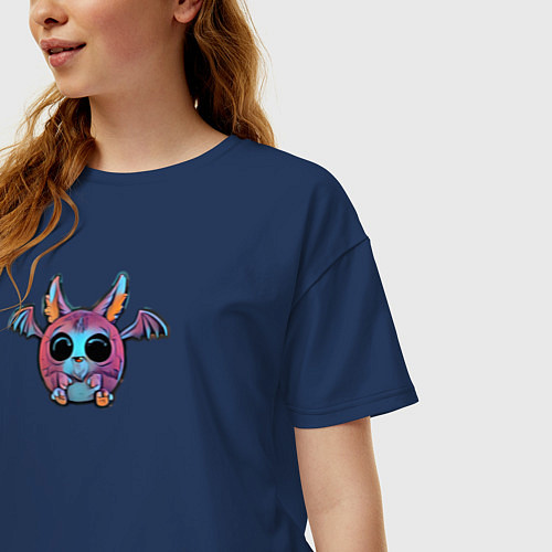 Женская футболка оверсайз Причудливый зверек / Тёмно-синий – фото 3