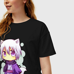Футболка оверсайз женская Ёкай Томоэ, цвет: черный — фото 2