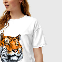 Футболка оверсайз женская Тигр, цвет: белый — фото 2