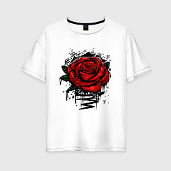 Футболка оверсайз женская Красная Роза Red Rose, цвет: белый