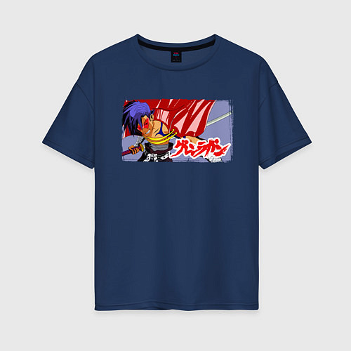 Женская футболка оверсайз Камина Гуррен-Дан / Тёмно-синий – фото 1