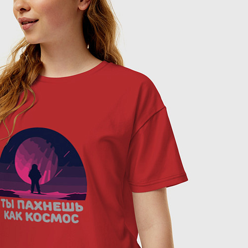 Женская футболка оверсайз Запах Космоса / Красный – фото 3