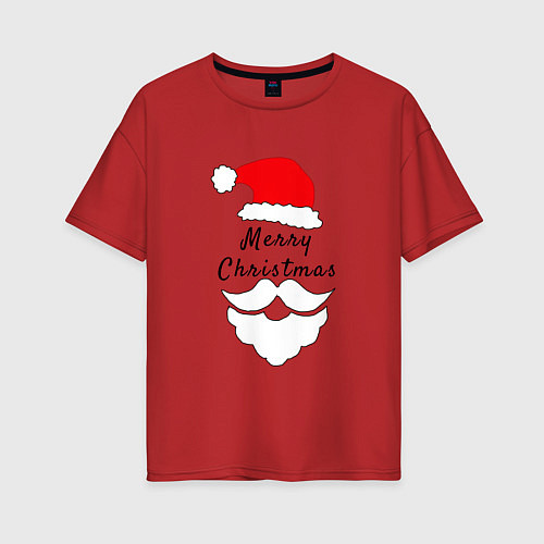 Женская футболка оверсайз Santa Merry Christmas / Красный – фото 1