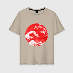 Женская футболка оверсайз Волна в Канагаве