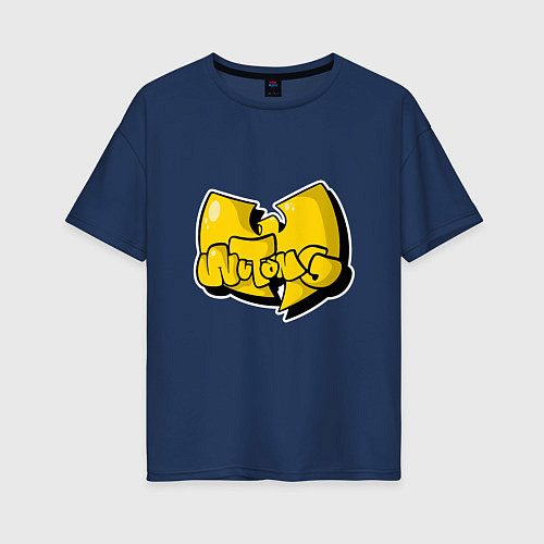 Женская футболка оверсайз Wu-Tang Style / Тёмно-синий – фото 1