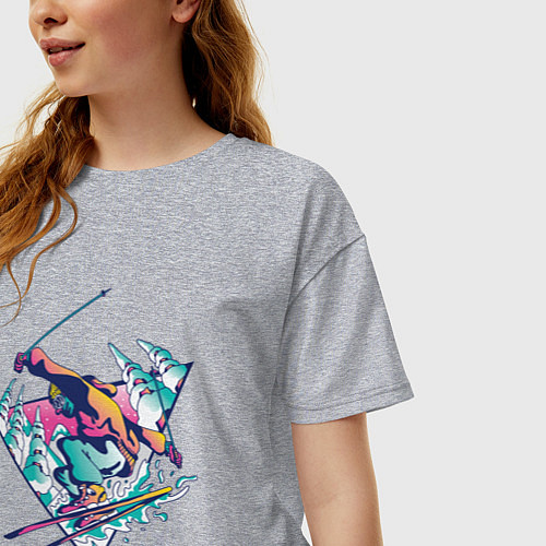 Женская футболка оверсайз Горные Лыжи - Горнолыжник / Меланж – фото 3