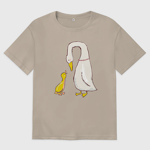 Женская футболка оверсайз Утка и утенок / Миндальный – фото 1