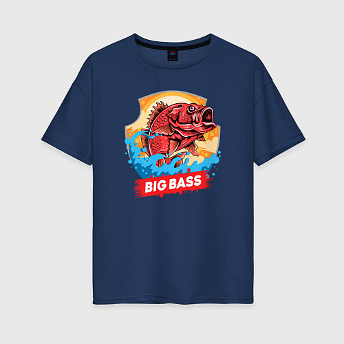 Женская футболка оверсайз Рыбалка / Тёмно-синий – фото 1