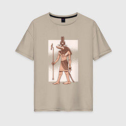 Женская футболка оверсайз Египетский Бог Крокодил Собек