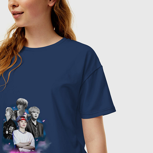 Женская футболка оверсайз SUGA BTS space / Тёмно-синий – фото 3