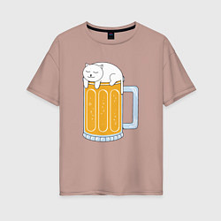 Женская футболка оверсайз Beer Cat