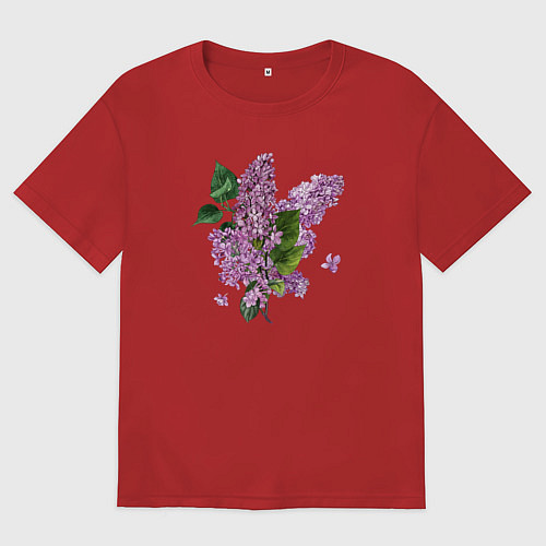 Женская футболка оверсайз СИРЕНЬ АКВАРЕЛЬЮ / Красный – фото 1