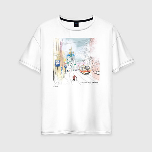 Женская футболка оверсайз Нижегородский трамвай / Белый – фото 1