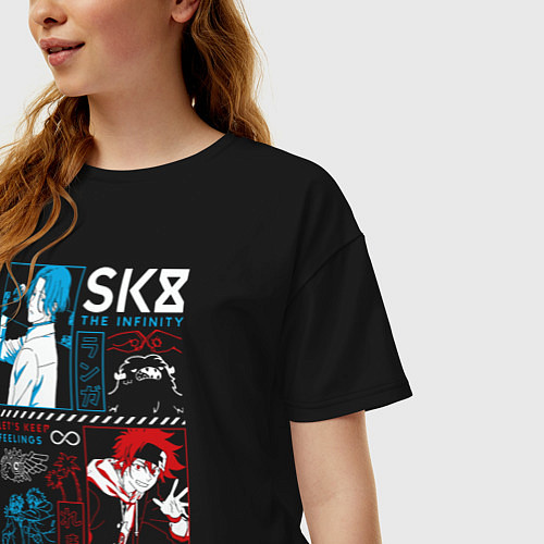 Женская футболка оверсайз SK8 the Infinity Рэки и Ланга / Черный – фото 3