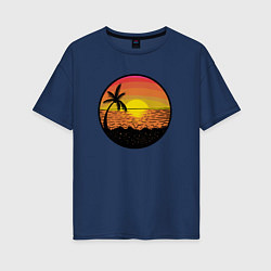 Женская футболка оверсайз Закат солнце на пляже