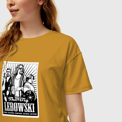 Женская футболка оверсайз The Big Lebowski poster / Горчичный – фото 3