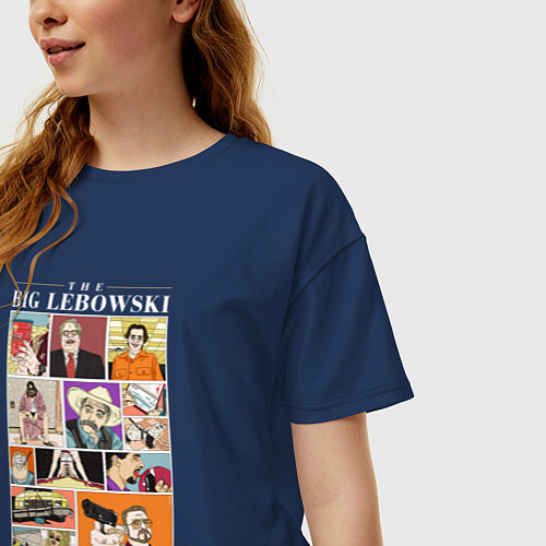 Женская футболка оверсайз The Big Lebowski comics / Тёмно-синий – фото 3
