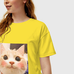 Футболка оверсайз женская Мем про котов, цвет: желтый — фото 2