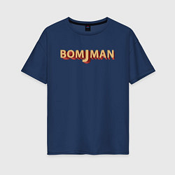 Футболка оверсайз женская BomjMan Logo, цвет: тёмно-синий