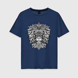 Женская футболка оверсайз Голова Льва с узором Мандала