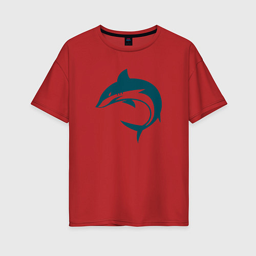 Женская футболка оверсайз Акула / Красный – фото 1