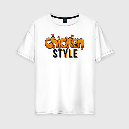 Женская футболка оверсайз Chicken Style / Белый – фото 1