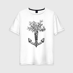 Женская футболка оверсайз Славянский якорь в виде дерева
