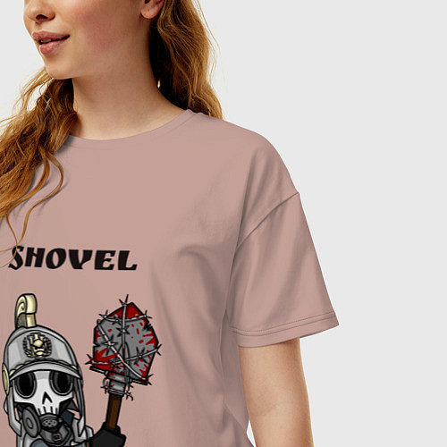 Женская футболка оверсайз Shovel / Пыльно-розовый – фото 3