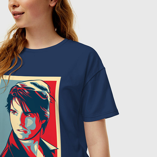 Женская футболка оверсайз Том Круз / Тёмно-синий – фото 3
