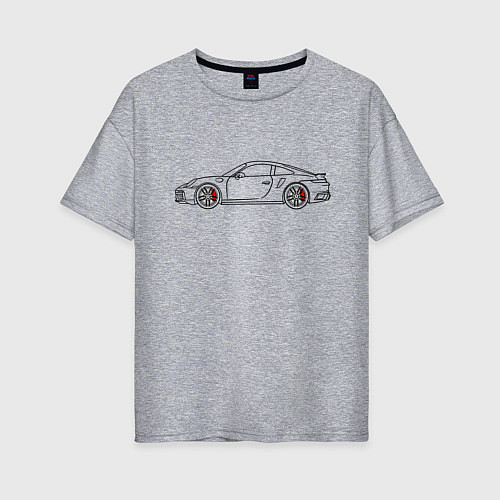Женская футболка оверсайз Porsche 911 Tubro S / Меланж – фото 1