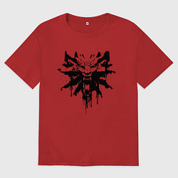 Футболка оверсайз женская The Witcher подтеки лого, цвет: красный