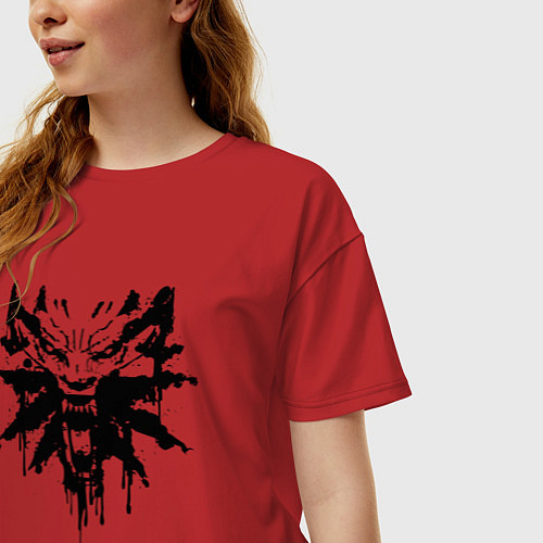 Женская футболка оверсайз The Witcher подтеки лого / Красный – фото 3