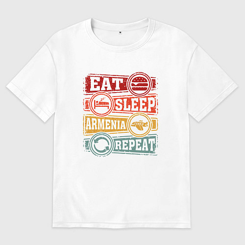 Женская футболка оверсайз Еда, сон, Армения / Белый – фото 1