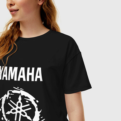 Женская футболка оверсайз YAMAHA ЯМАХА МОТОСПОРТ / Черный – фото 3
