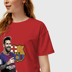 Футболка оверсайз женская Lionel Messi Barcelona Argentina, цвет: красный — фото 2