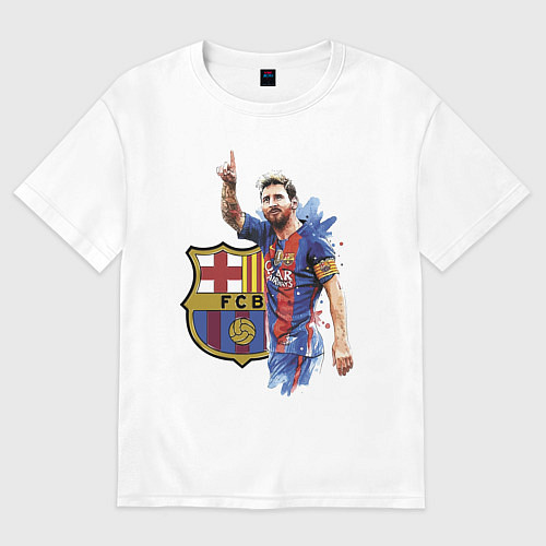 Женская футболка оверсайз Lionel Messi Barcelona Argentina! / Белый – фото 1
