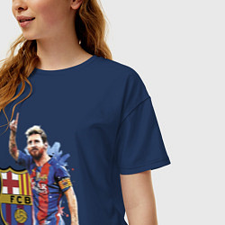 Футболка оверсайз женская Lionel Messi Barcelona Argentina!, цвет: тёмно-синий — фото 2