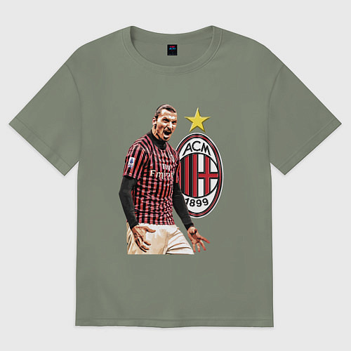 Женская футболка оверсайз Zlatan Ibrahimovic Milan Italy / Авокадо – фото 1