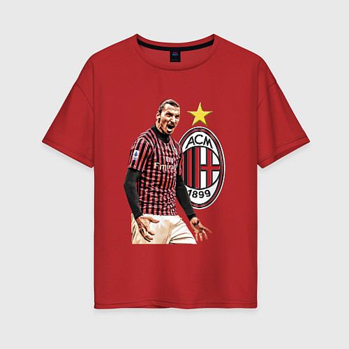 Женская футболка оверсайз Zlatan Ibrahimovic Milan Italy / Красный – фото 1