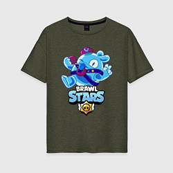 Футболка оверсайз женская SQUEAK BRAWL STARS СКВИК, цвет: меланж-хаки