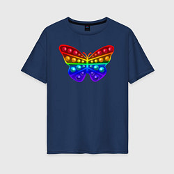 Женская футболка оверсайз Бабочка, радуга, поп-ит