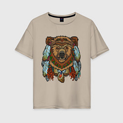 Женская футболка оверсайз Славянский медведь