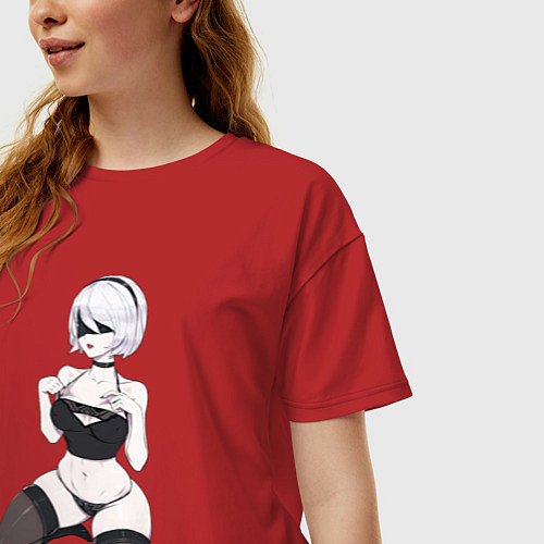 Женская футболка оверсайз Nier 2b / Красный – фото 3