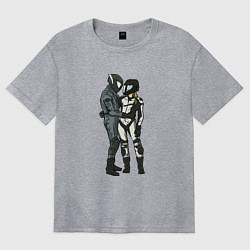 Женская футболка оверсайз Влюблённые мотоциклисты