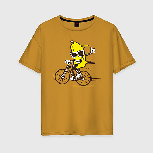 Женская футболка оверсайз Банан на велосипеде / Горчичный – фото 1