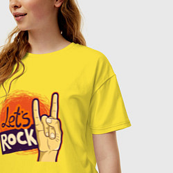 Футболка оверсайз женская Lets rock, цвет: желтый — фото 2