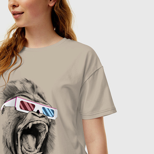 Женская футболка оверсайз Дикая горилла / Миндальный – фото 3