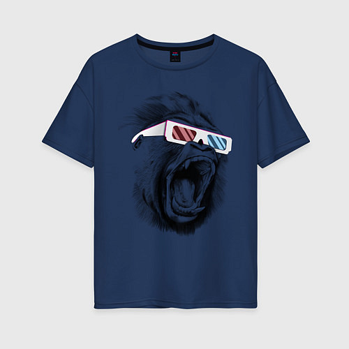 Женская футболка оверсайз Дикая горилла / Тёмно-синий – фото 1