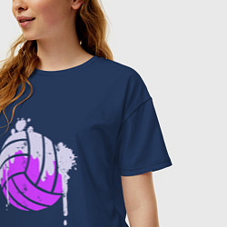 Футболка оверсайз женская Мяч - Волейбол, цвет: тёмно-синий — фото 2